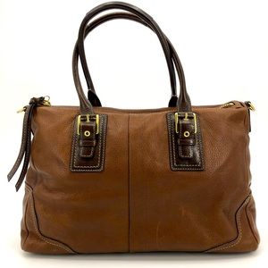 Coach Brown Pebble Leather Hamilton Satchel Bag